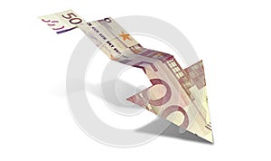 Euro Bank Note Downward Trend Arrow