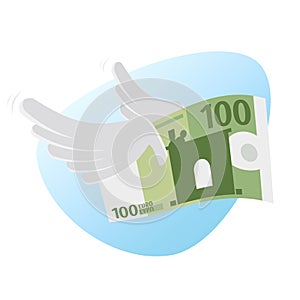 Euro bank note with wings