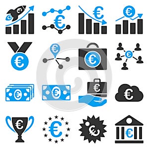 Euro banking business and service tools icons