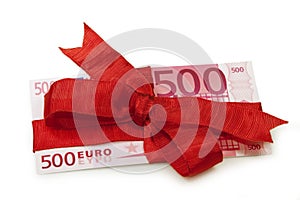 Euro banknote as gift photo