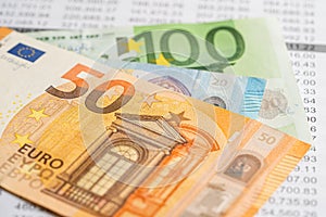 Euro banknotes, Banking Account, Investment Analytic research data economy, trading, Business company concept