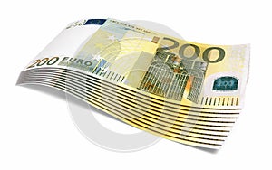200 euro banknotes close-up