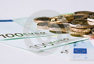 Euro banknotes and coins