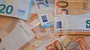 Euro banknotes currency background detail close up