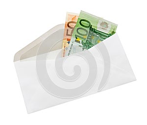 Euro banknotes in envelope