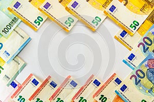 Euro banknotes frame. Money mockup