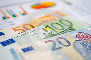 Euro banknotes with graph, Banking Account, Investment Analytic research data economy, trading, Business company concept