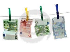 Euro Banknotes on Laundry Rope