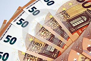 50 Euro banknotes with Mario Draghi`s signature photo