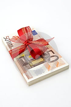 Euro Banknotes with red Ribbon