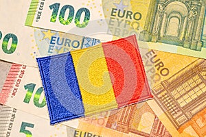 Euro banknotes and Romanian flag Concept, Conversion of Romanian lei to euro, Adoption of the common European currency by Romania