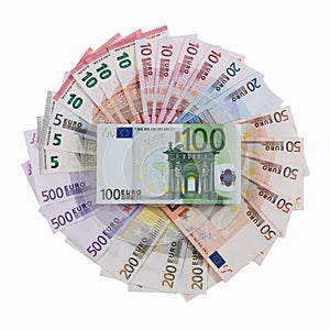 Euro banknotes on roulette theme.