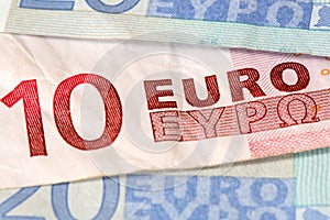 Euro banknotes with selective focus