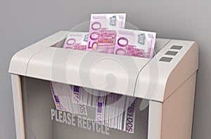 Euro Banknotes In Shredder