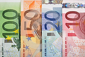 Euro banknotes with various denomination