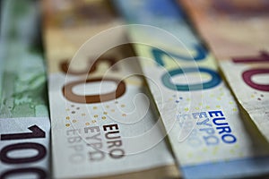 Euro bills close up