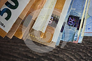 Euro bills close up