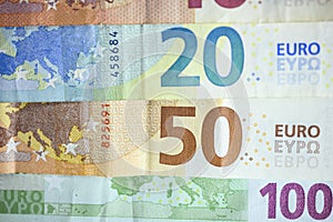 Euro bills close up