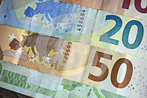 Euro bills close up