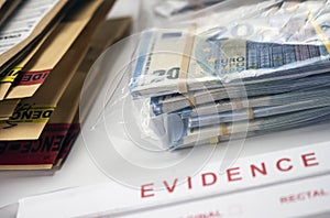 Euro bills in criminal investigation unit