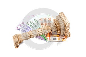 Euro bills on grichischer column