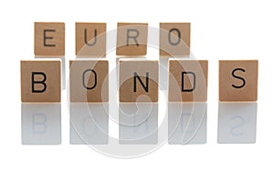 Euro bonds controversial community bonds in the euro zone. Isolated on a white background