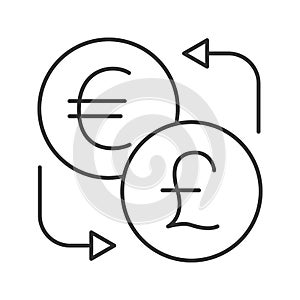 Euro and British pound currency exchange linear icon