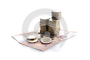 Euro cash on white background