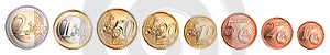 Euro and cent coin currency set
