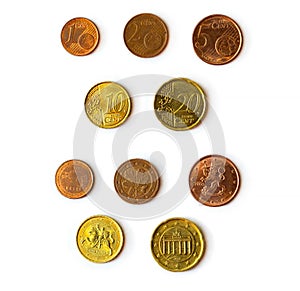 Euro cent coins set