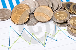 euro cent and dollar cent on business chart