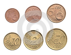 Euro cents coins