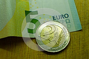 euro close-up. money depreciation concept. world inflation