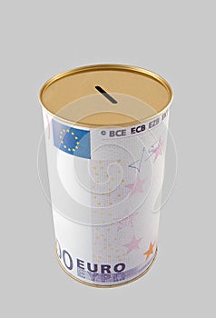 Euro coin bank with clipping path
