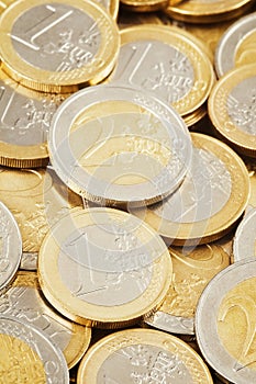 Euro Coin currency heap. Full frame background of European money coins