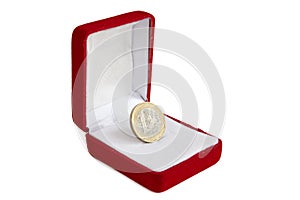 Euro coin in jewelry box