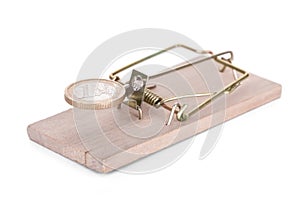 Euro Coin On Mouse Trap