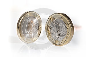 Euro coin with new design pound coin