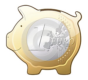 Euro coin piggy bank vector icon photo