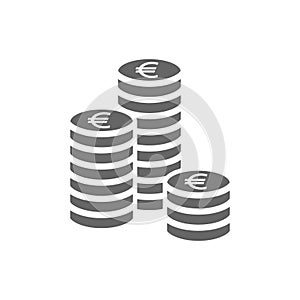 Euro coin stack icon. Coins stack icon, pile of euros coins.