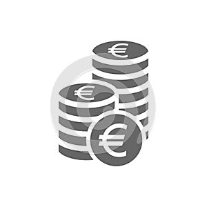 Euro coin stack icon. Coins stack icon, pile of euros coins.