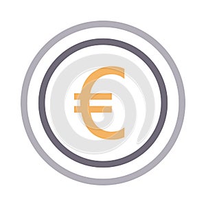 Euro coin thin color line vector icon