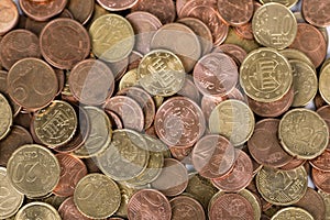 Euro coins background. Close-up of euro coins. Money background