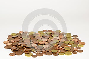 Euro coins background. Close-up of euro coins. Money background