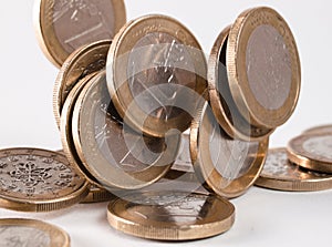 Euro coins falling