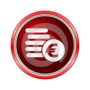 Euro coins icon, Internet button on white background