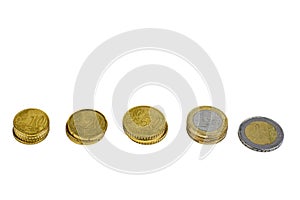 Euro coins isolated on a white