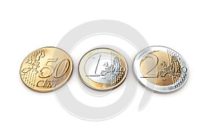 Euro coins isolated on white background