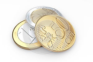 Euro coins isolated on white background