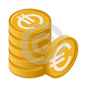 Euro coins - Isometric 3D illustration.